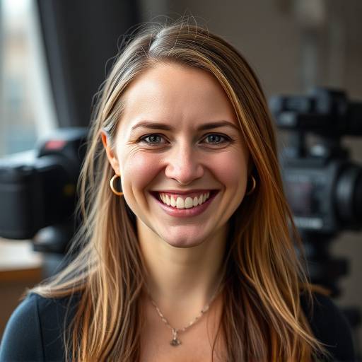 Professional headshot of Jessica Davis, Senior Editor, smiling warmly with editing equipment in the background.